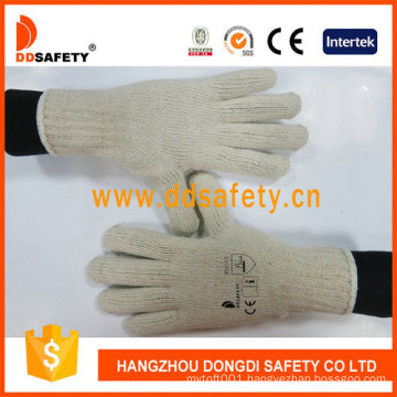 7 Gauge Natural White Polyester Cotton String Knitted Safety Gloves